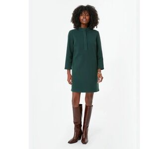 Tuckernuck Avery Forest Green Mock Neck Button Front Shift Dress Size S